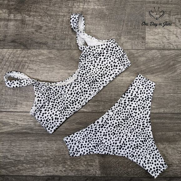 SweatyRocks Dalmatian Print Scoop Front Bikini Swimsuit Size M - Picture 5 of 5